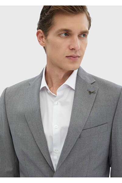 Ramsey Gray Striped Zeroweight Slim Fit 100% Wool Suit
