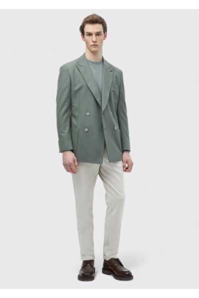 Ramsey Light Green Plain Shirt Shoulder Slim Fit Wool Blend Jacket