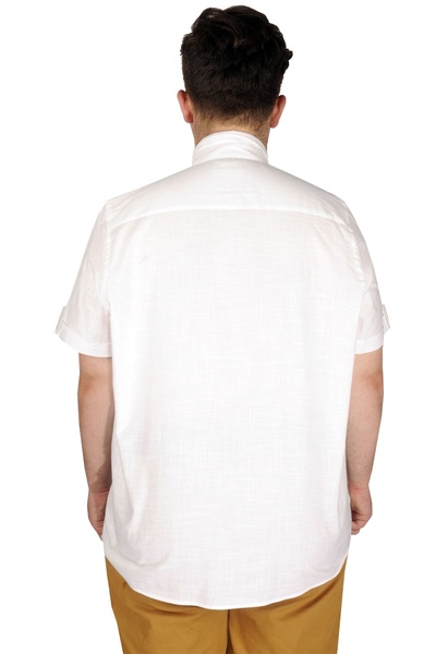 ModeXL Mode Xl Plus Size Linen Lycra Shirt with Pockets 20389