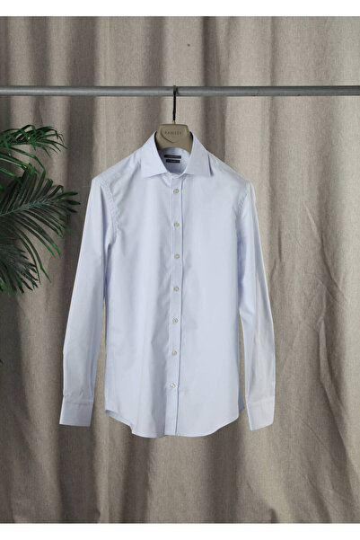 Ramsey Ανοιχτό μπλε ίσιο πουκάμισο με κανονική εφαρμογή, υφαντό κλασικό βαμβα...