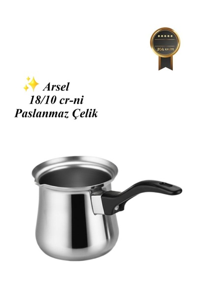 Arsel Klasik Cezve & Sütlük Bakalit Saplı Paslanmaz Çelik 304 Kalite No 5