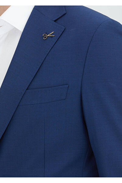 Ramsey Navy Blue Plain Zeroweight Slim Fit Wool Blended Suit