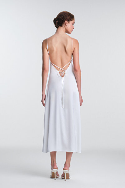 Penti Off White Scarlett Ruched V Neck Long Nightgown Without Underwire