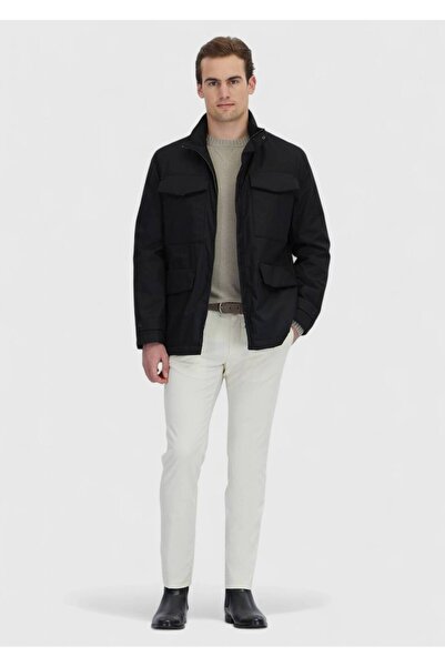 Ramsey Black Regular Fit Micro Gel Fiber Sports Jacket