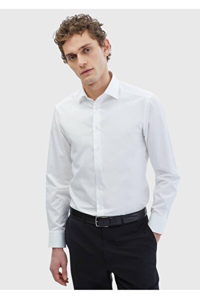 Ramsey Cămașă clasică 100% bumbac, albă, cu croiala normală