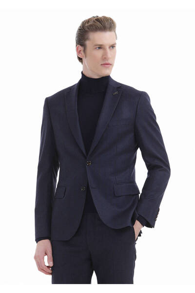 Ramsey Navy Blue Full Turtleneck Plain Knit 100% Wool Sweater