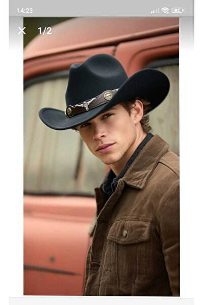 Suyutti New model kovboy fötr şapka.siyah