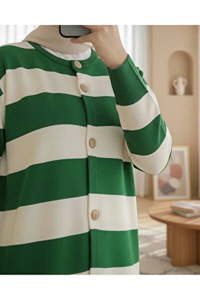 Modamorfo Ringelli Metal Button Steel Knit Casual Cardigan -Orman Yş.