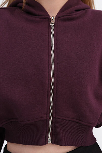 Addax Fleece-Lined Crop Sweatshirt H1526-T9