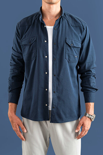 bombe Men's Slim Fit Denim Shirt