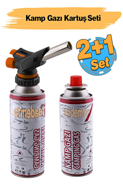 Badem10 Çakmaklı Pürmüz 2+1 Set Yedek Kartuşu Kamp Gazı 227 Gram Piknik Kamp ...
