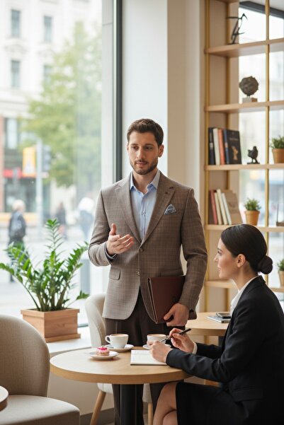 Frappoli Ανδρικό μπουφάν Diegos μπεζ καρό Slim Fit Mono Collar Sports Blazer