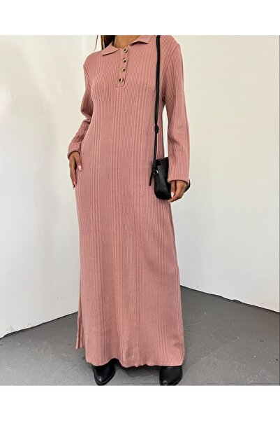 Modamorfo Πλεκτό φόρεμα με γιακά πόλο - αποξηραμένο