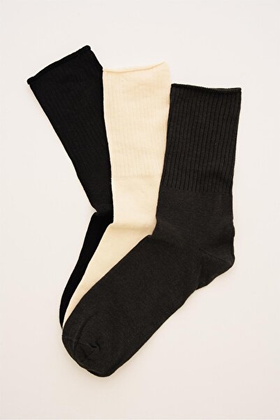 Perspective Комплект от 3 черни и антрацитно-бежови чорапи