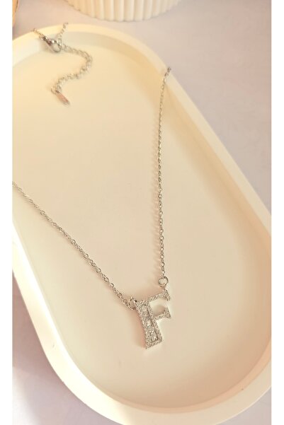 MİLUNXTE قلادة بحرف F - قلادة بحرف F - قلادة فولاذية بحرف - قلادة فولاذية مرص...