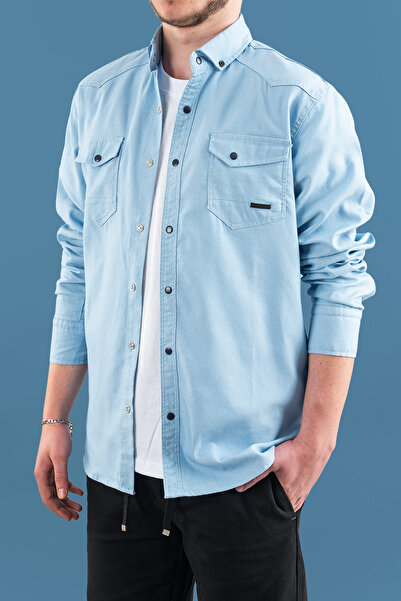 bombe Men's Slim Fit Denim Shirt