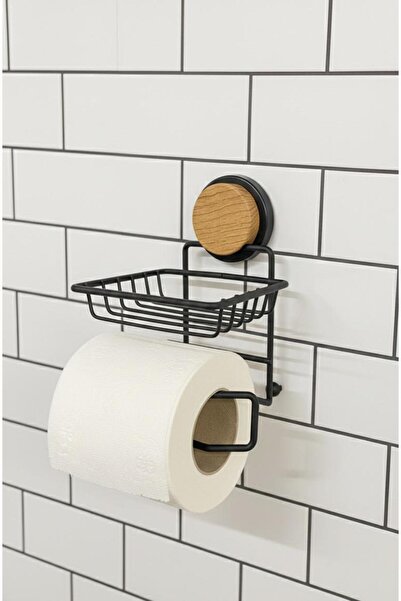 Okyanus Home Suport pentru hârtie igienică Magic Fix Magic Sticky Black cu mo...