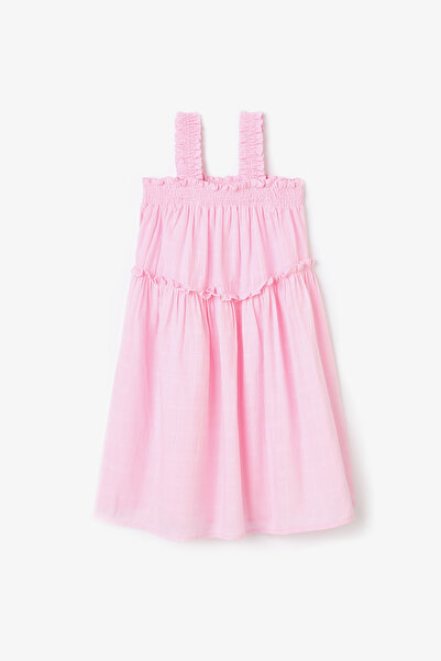 Penti Light Pink Girl's Texture Ruffle Sleeveless Dress