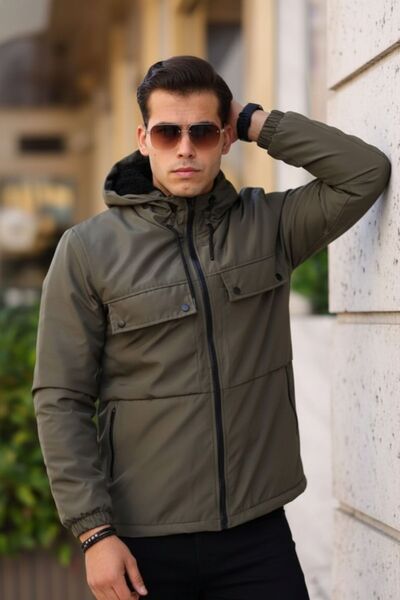 comstar Водонепроникний плащ з капюшоном і кишенями, хакі