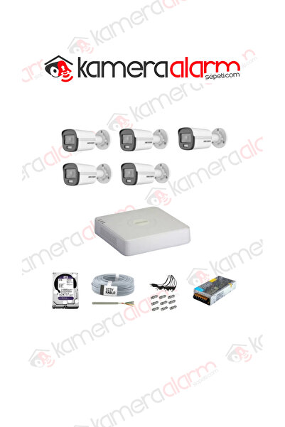 Hikvision Color-vu Gece Karanlıkta Renkli 5 Ahd Kameralı Güvenlik Kamera kuruluma Hazır Set