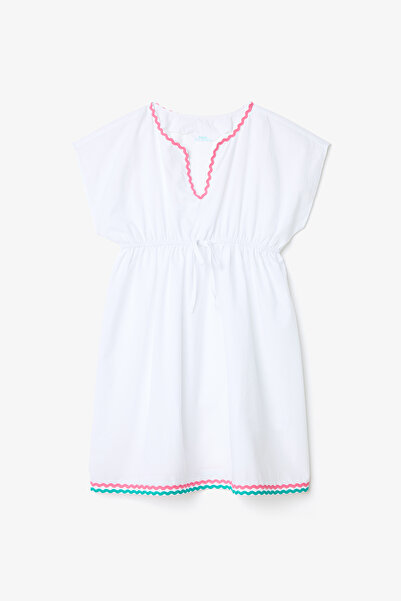 Penti White Young Girl Color Stripe Thin Band Detailed Kaftan