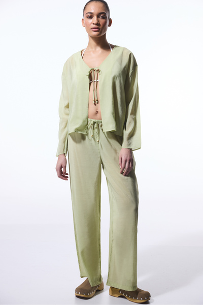 Penti Light Green Mindy V-Neck Oversize Kimono with Lacing Detail