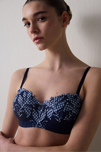 Penti Σουτιέν Lotus Broderie Navy Blue χωρίς λουράκια
