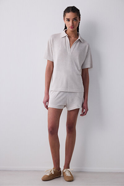 Penti Polo Neck Loose Light Beige T-Shirt