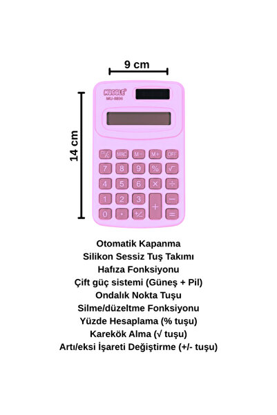 MUGGLE Renkli Dijital Temel Bilimsel Hesap Makinesi Küçük Mor
