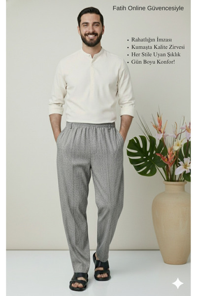 Fatih Online Hacı ve Umre için Günlükte Şık Kesim Rahat Kalıp Erkek Şalvar Pa...