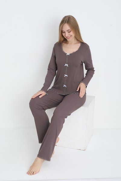 Cotpark Set pijamale din bumbac și lycra pentru femei / Mink 30466