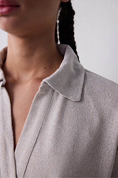 Penti Polo Neck Loose Light Beige T-Shirt