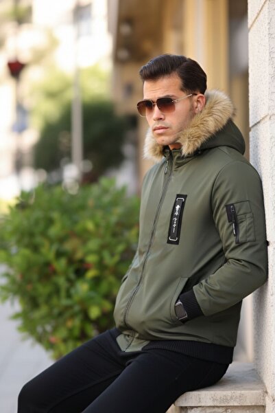 comstar Чоловічий водонепроникний капюшон з хутром, що знімається, з кишенями