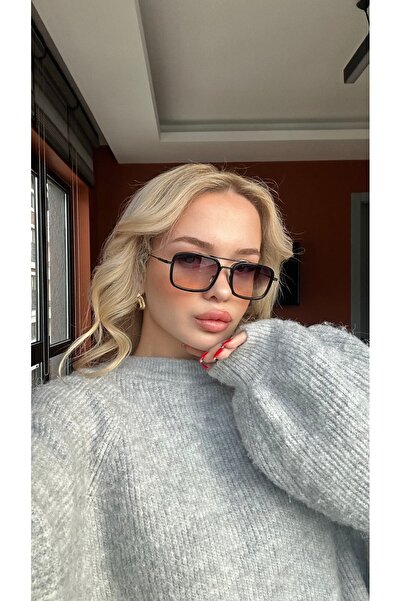 Angel Eyes Unisex Black Brown Gradient Glass Black Metal Frame Sunglasses