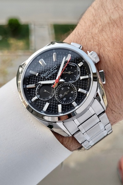 Ferrucci Gümüş Renk İç Göstergeleri Aktif Hediye Paketli Erkek Kol Saati