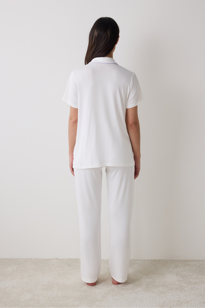 Penti Σετ πιτζάμες Lana Off-White με μασίφ πουκάμισο