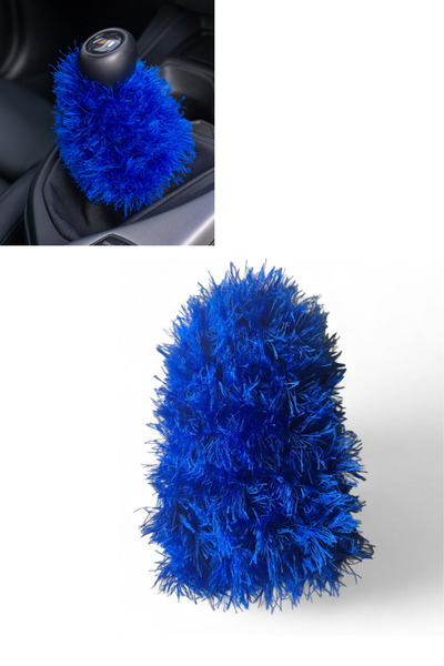 TUSBA MARKET Oto Mavi Vites Püskülü / Uzun Tüylü Peluş Vites Körüğü Püskülü /...