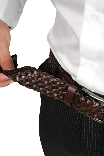 MFT Leather Design Curea pentru bărbați din piele naturală tricotată |   Eleg...