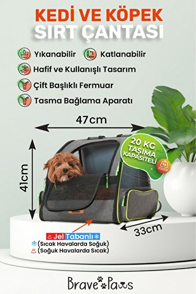 BRAVE PAWS Kedi ve Köpekler İçin Piramit XL Taşıma Çantası - Geniş Alan Havalandırmalı Seyahat Çantası