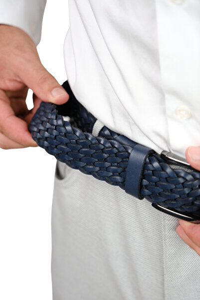 MFT Leather Design Curea pentru bărbați din piele naturală tricotată |   Eleg...