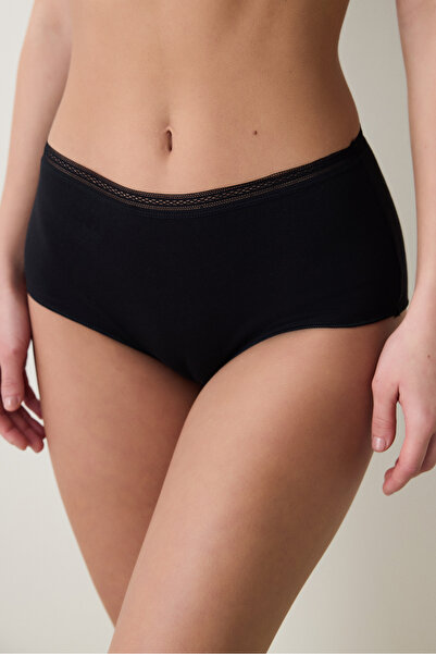 Penti Easy High Waist Cotton Trim Highwaist Black Slip Panties