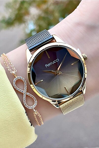 Ferrucci Brand Cut Glass Women's Wrist Watch Bracelet