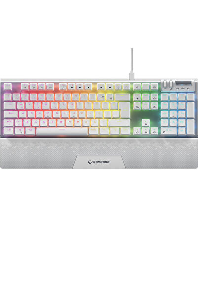 Rampage Carbon Rgb Red Switch Bilek Destekli Hot Swap Gaming Klavye Mekanik Klavye Oyuncu Klavyesi-beyaz