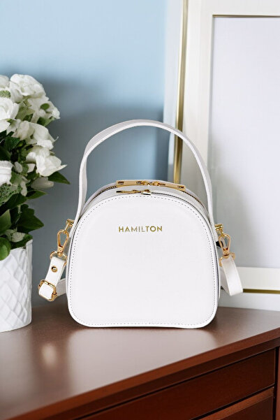 HAMILTON Original Women's Adjustable Cross Strap Leather Textured Square Patterned Three-Eye Stylish Shoulder Box Bag