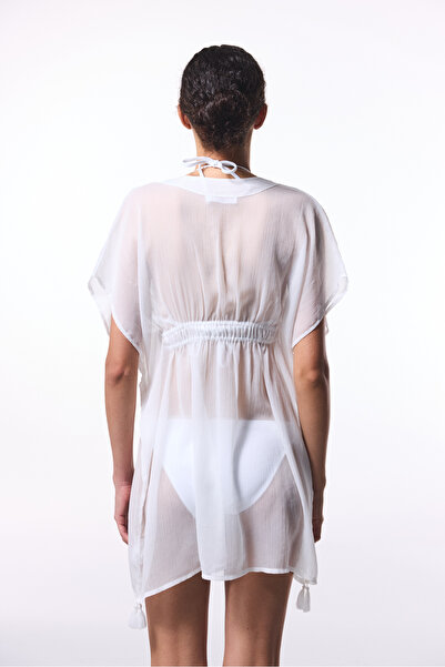 Penti White Basic Chiffon V-Neck Mini Kaftan