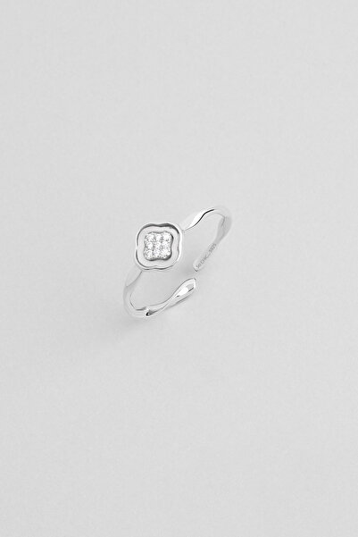 So CHIC... Berrak Sedef 18 Ayar Beyaz Altın Kaplama Ayarlanabilir Gümüş Minimal Yüzük