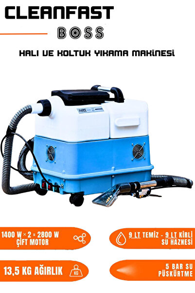 cleanfast Boss Çift Motorlu Koltuk Halı Yıkama Makinesi 2800 W