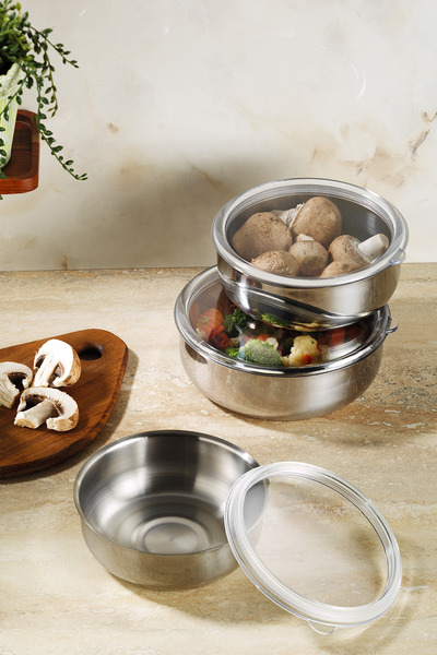 Steel & More طقم حاويات تخزين مفرغة من الفولاذ المقاوم للصدأ من فيورا مكون من...