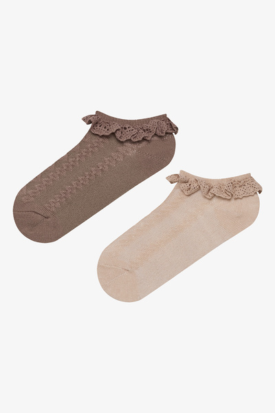 Penti Mädchen süße Spitze mehrfarbig 2 Stück Booties Socken