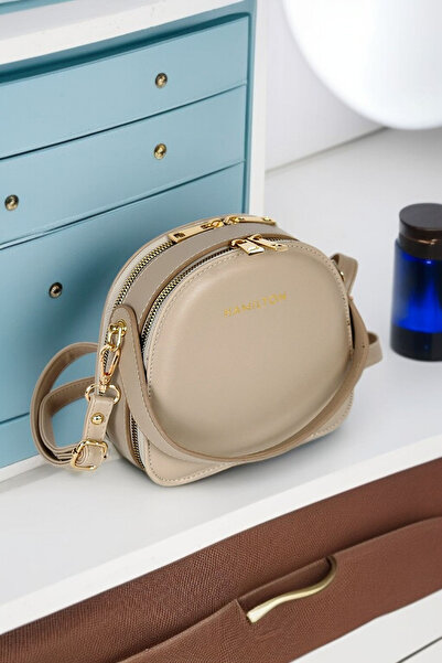 HAMILTON Original Mink Women's Adjustable Strap Buckle and Striped Detail Stylish Small Shoulder and Crossbody Box Bags